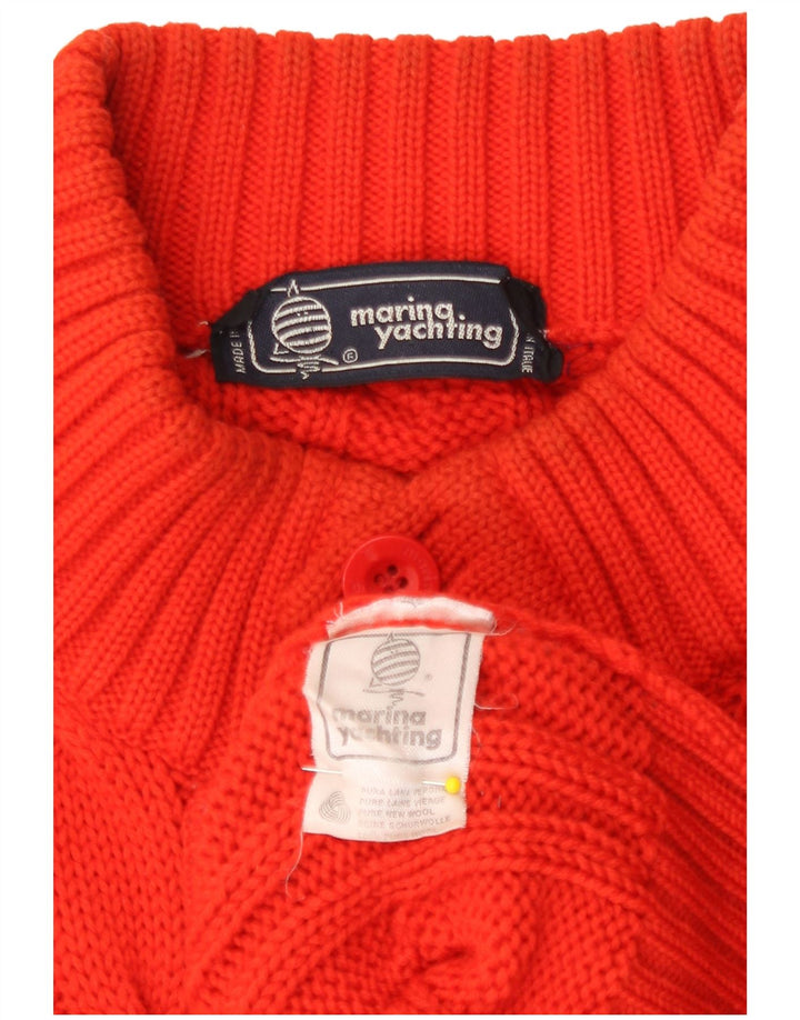 Marina Yachting Mens Button Neck Jumper Sweater Large Orange New Wool