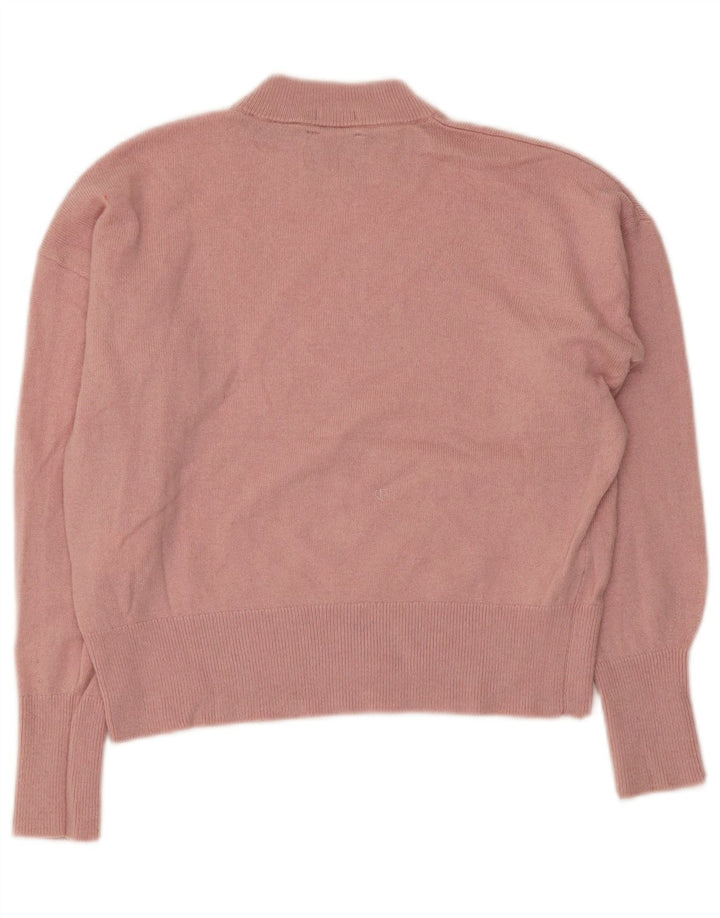Superdry Womens Crop Oversized Turtle Neck Jumper Sweater UK 8 Small Pink