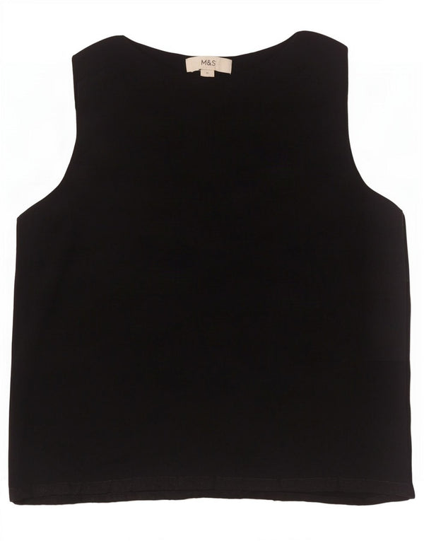 Marks & Spencer Womens Vest Top UK 12 Medium Black Viscose