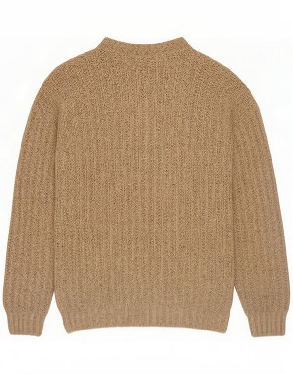 Kappa Mens Loose Fit Boat Neck Jumper Sweater Large Beige Flecked Wool