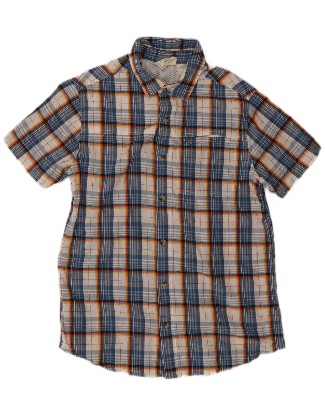 Mountain Warehouse Mens Short Sleeve Shirt Small Blue Check Polyester