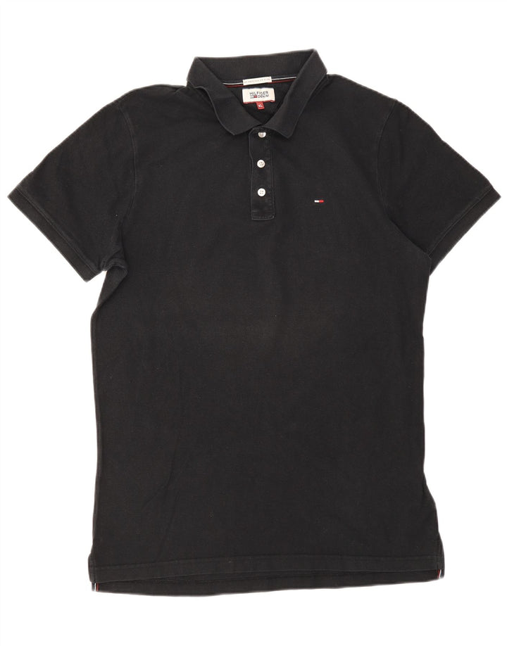 Tommy Hilfiger Mens Polo Shirt XL Black Cotton
