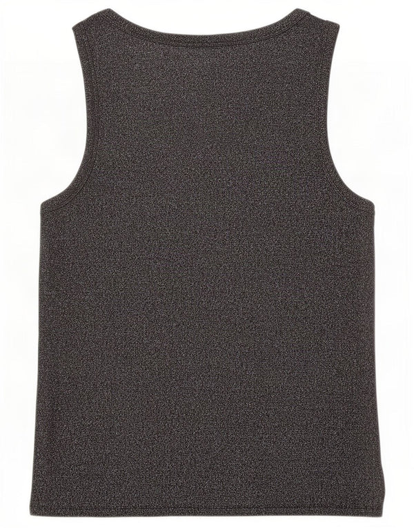 Marks & Spencer Womens Vest Top UK 20 2XL Black Flecked Cotton