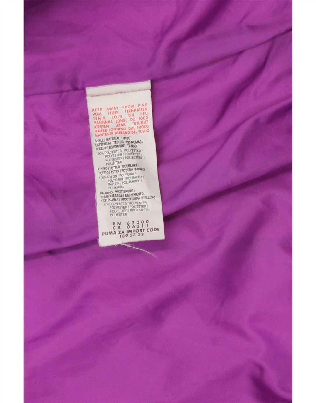 Puma Womens Padded Jacket UK 14 Large Purple Polyester