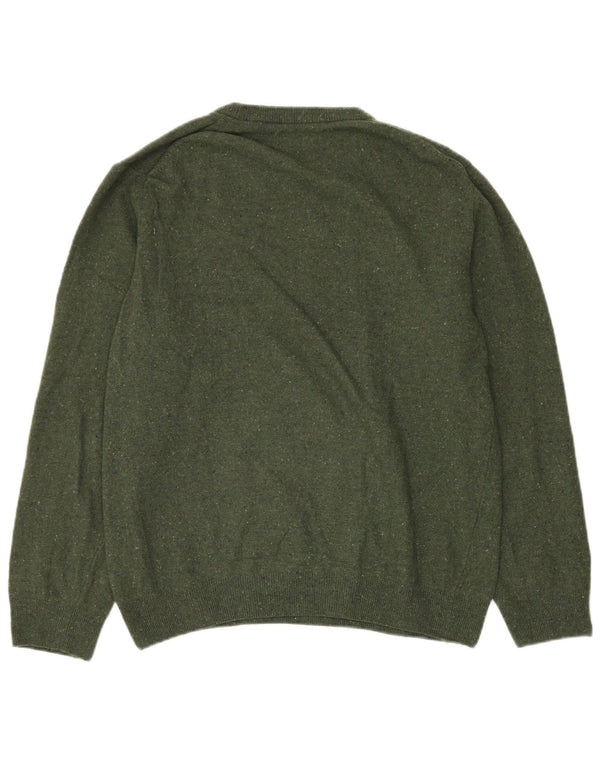 GANT Womens Crew Neck Jumper Sweater UK 16 Large Green Flecked Wool