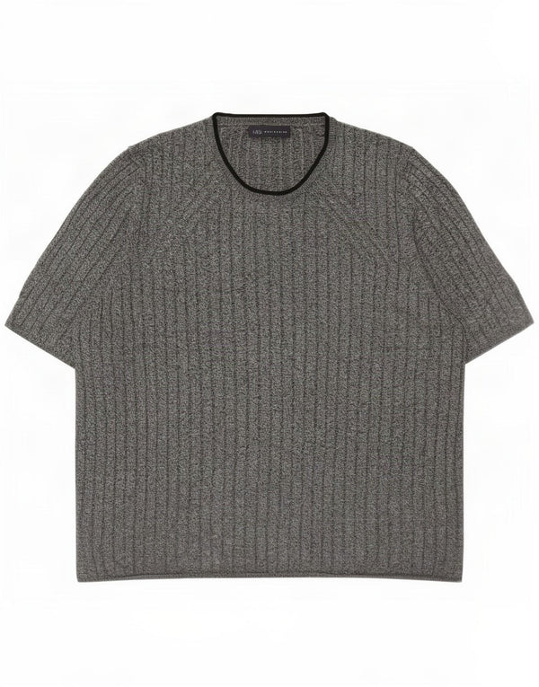 Marks & Spencer Womens T-Shirt Top UK 22 3XL Grey Flecked Viscose