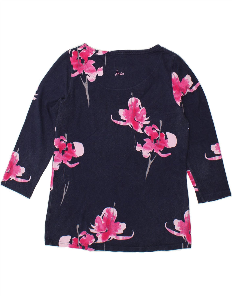 JOULES Womens Top 3/4 Sleeve UK 12 Medium Navy Blue Floral Cotton | Vintage Joules | Thrift | Second-Hand Joules | Used Clothing | Messina Hembry 