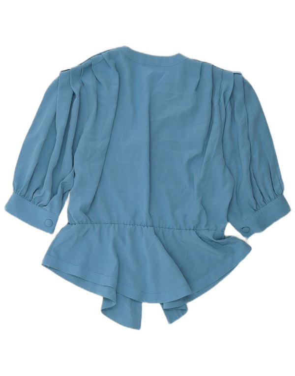 MARIO PUCCI CECCONI Womens Short Sleeve Shirt Blouse IT 42 Medium Blue
