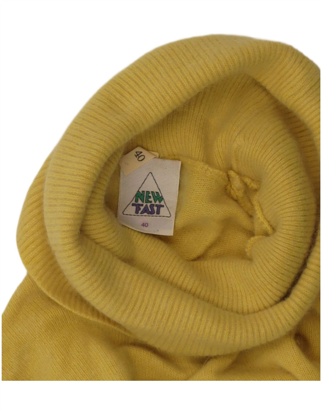 NEW FAST Womens Roll Neck Jumper Sweater EU 40 Medium Yellow Angora