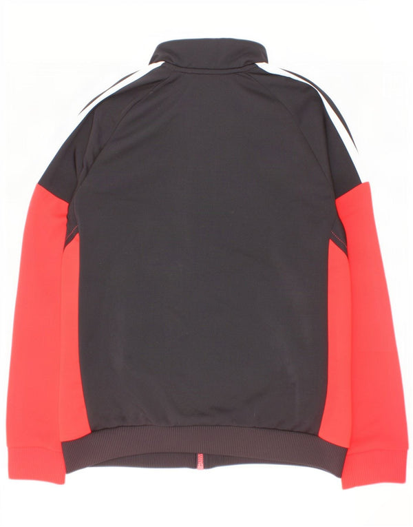 Adidas Boys Tracksuit Top Jacket 11-12 Years Red Colourblock Polyester