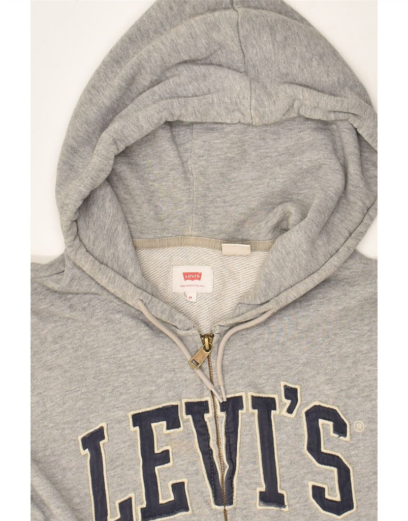 LEVI'S Womens Graphic Zip Hoodie Sweater UK 14 Medium Grey Cotton | Vintage Levi's | Thrift | Second-Hand Levi's | Used Clothing | Messina Hembry 