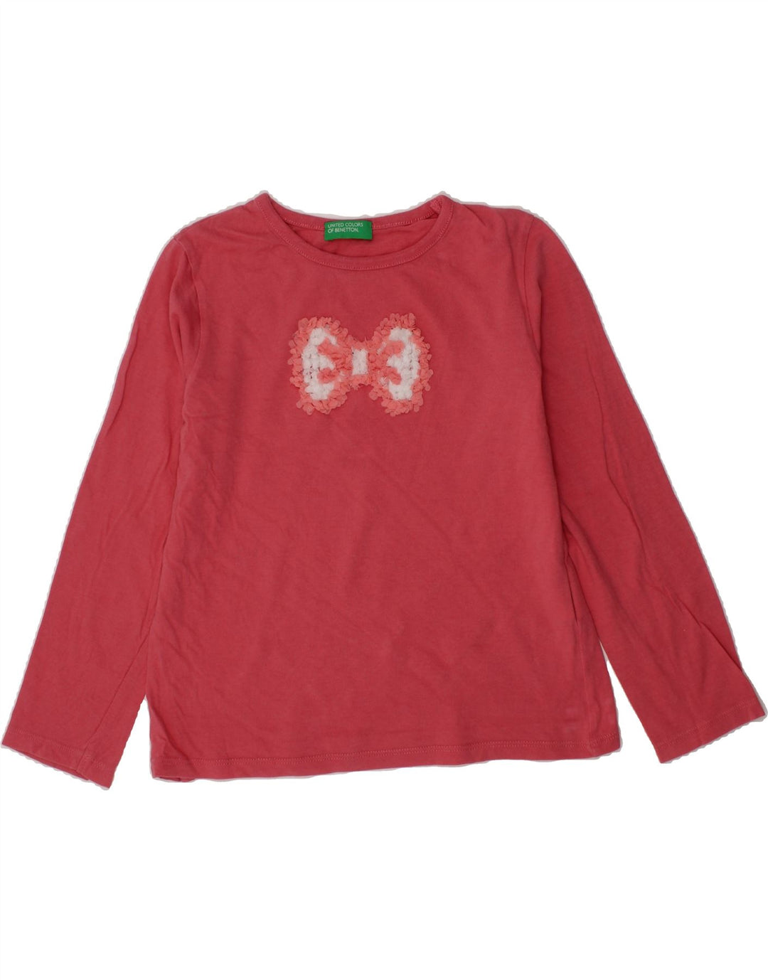 BENETTON Girls Top Long Sleeve 5-6 Years Red Cotton Vintage Benetton and Second-Hand Benetton from Messina Hembry 