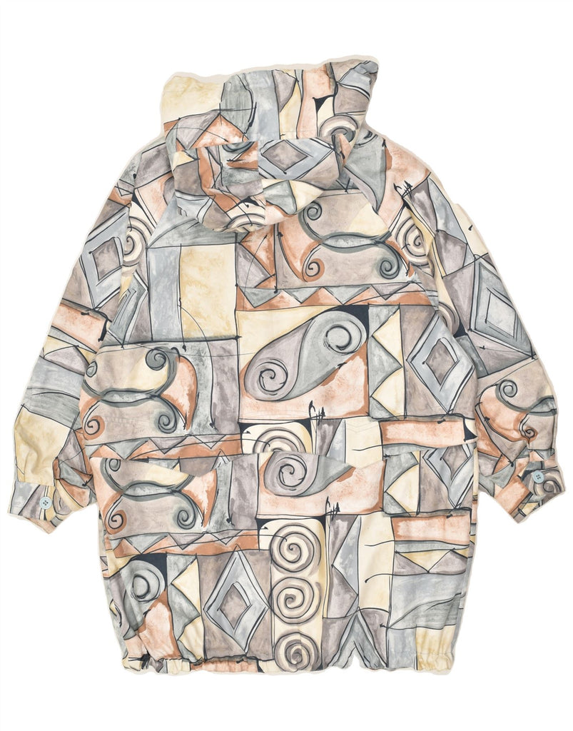 C&A Womens Abstract Pattern Hooded Windbreaker Jacket UK 16 Large Grey | Vintage C&A | Thrift | Second-Hand C&A | Used Clothing | Messina Hembry 