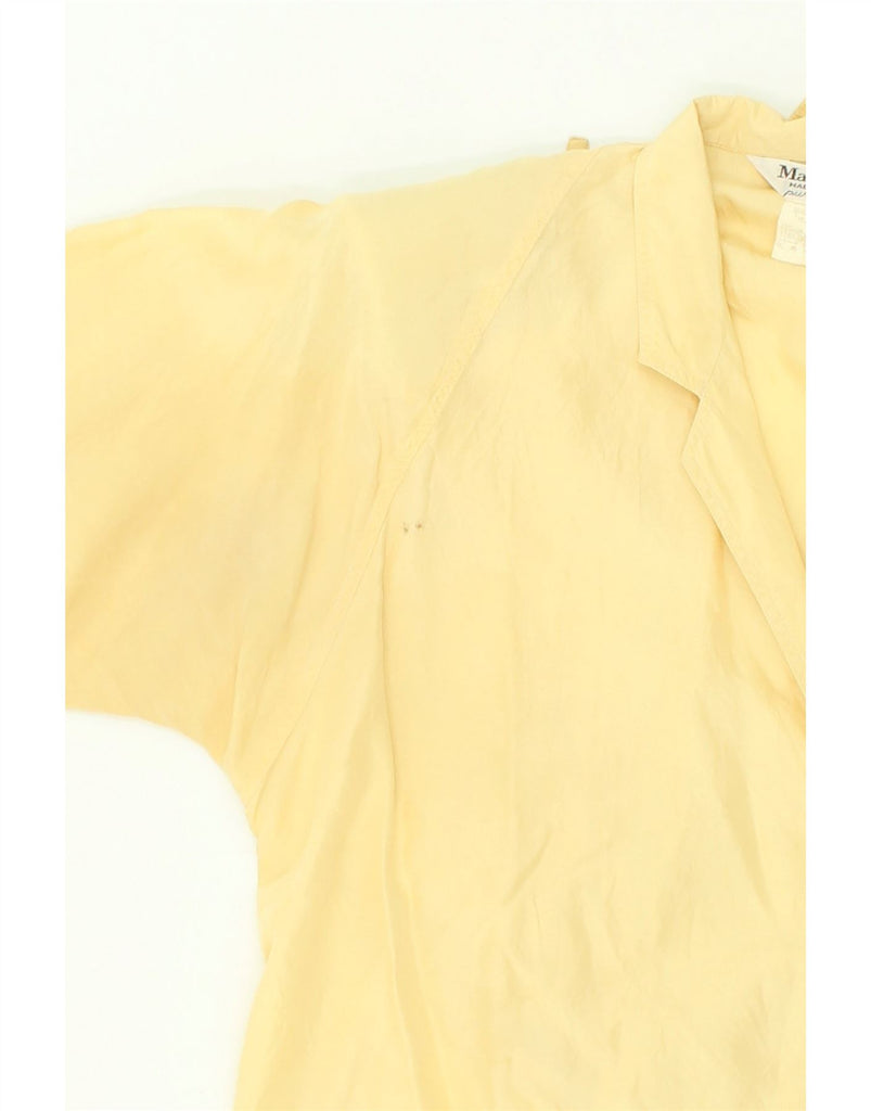 MAX MARA Womens Short Sleeve Cardigan Top UK 12 Medium Yellow Silk | Vintage Max Mara | Thrift | Second-Hand Max Mara | Used Clothing | Messina Hembry 