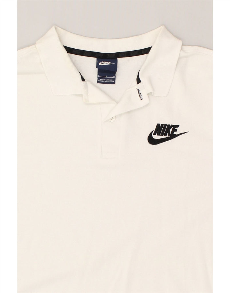 NIKE Mens Polo Shirt Large White Cotton | Vintage Nike | Thrift | Second-Hand Nike | Used Clothing | Messina Hembry 