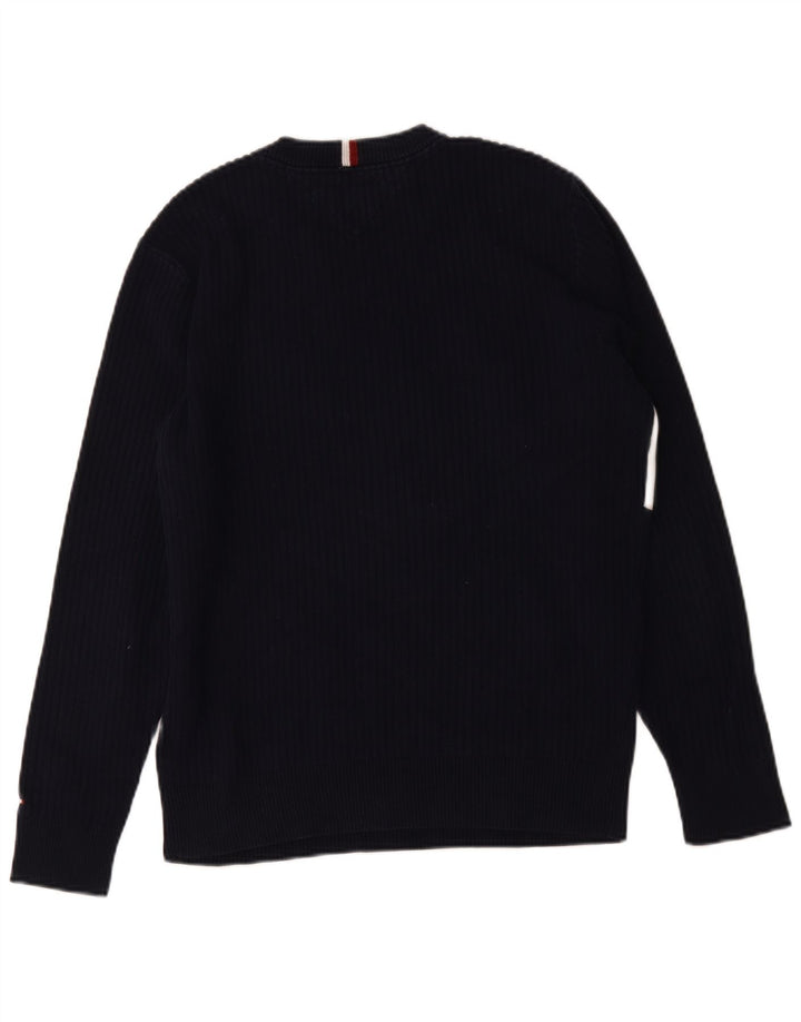 Tommy Hilfiger Mens Crew Neck Jumper Sweater Medium Navy Blue Colourblock