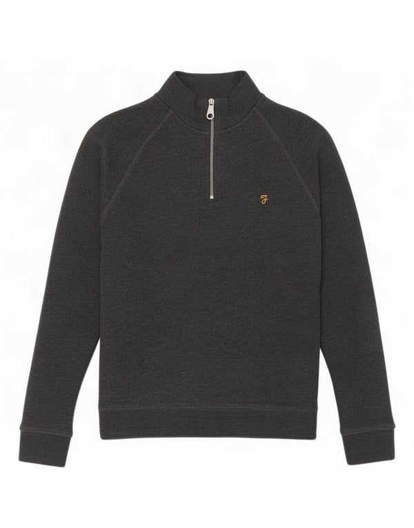 Farah Womens Zip Neck Sweatshirt Jumper UK 12 Medium Grey Cotton