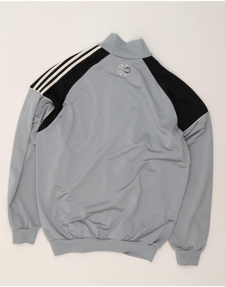 Adidas Mens Tracksuit Top Jacket IT 44/46 Large Grey Colourblock Polyester