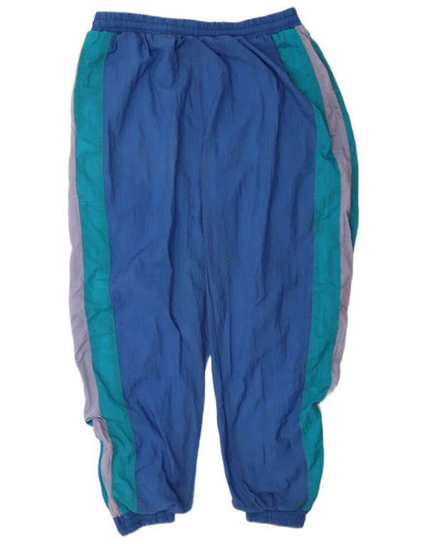 Vintage Mens Tracksuit Trousers Joggers XL Blue Colourblock Polyamide