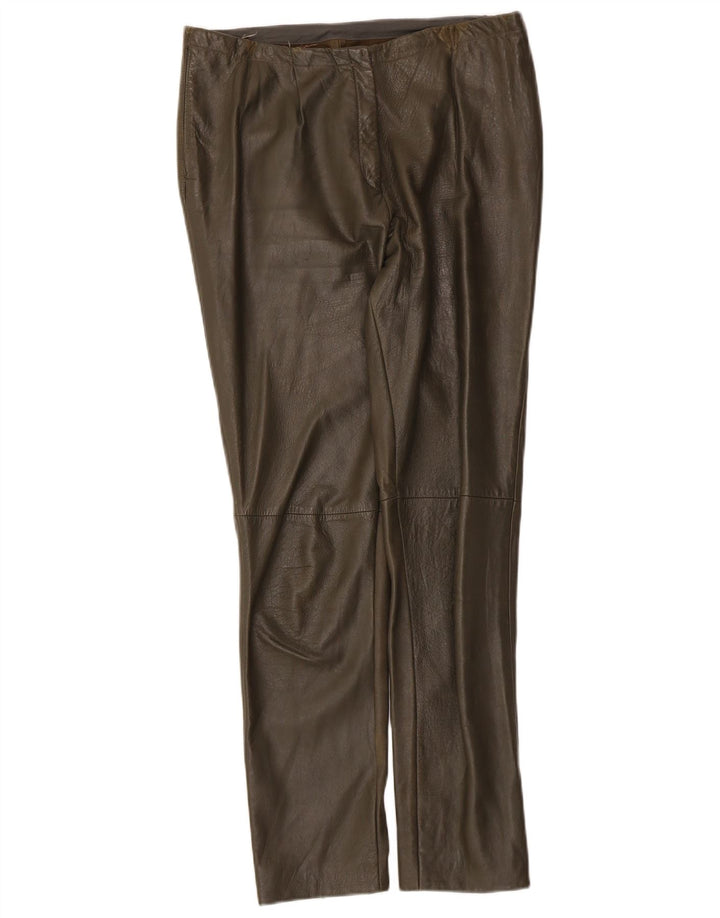 Vintage Womens Leather Trousers W32 L29 Khaki