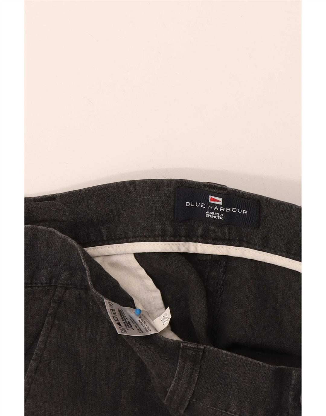 Marks & Spencer Mens Blue Harbour Chino Shorts W36 Large Navy Linen