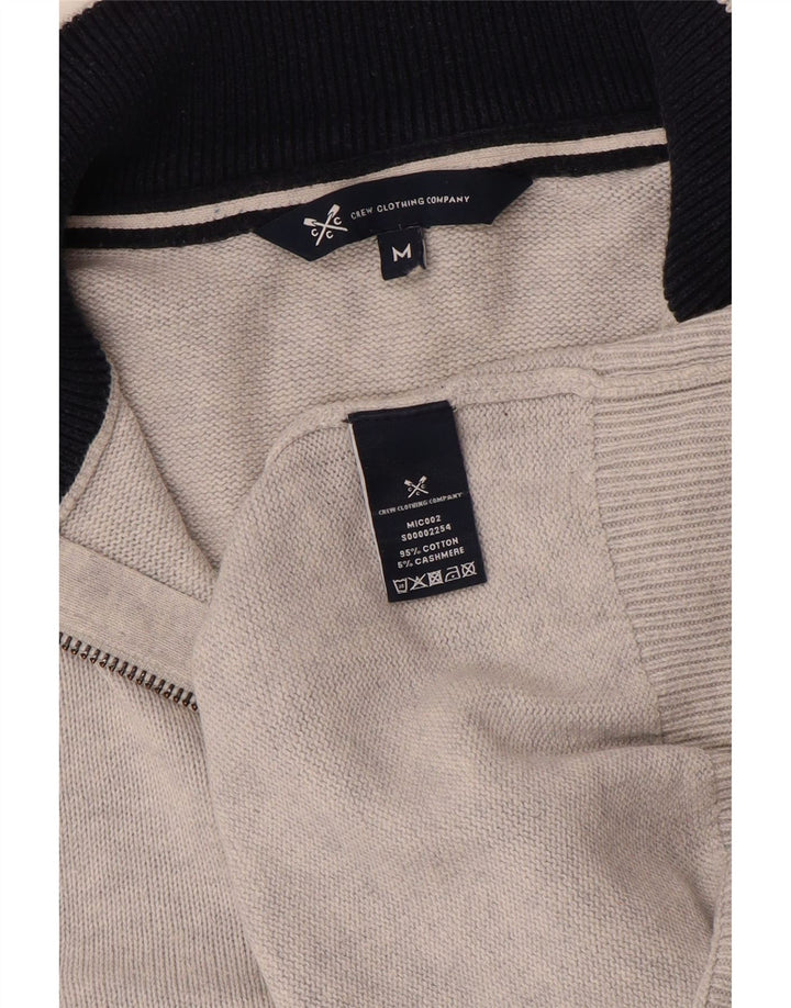 CREW CLOTHING Mens Zip Neck Jumper Sweater Medium Grey Cotton