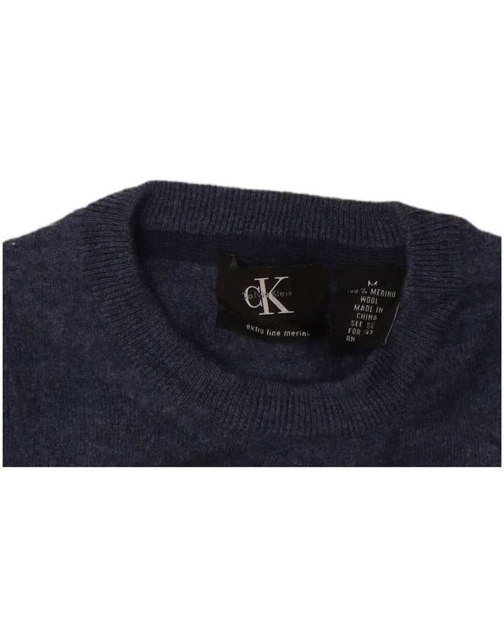 Calvin Klein Womens Crew Neck Jumper Sweater UK 12 Medium Navy Blue