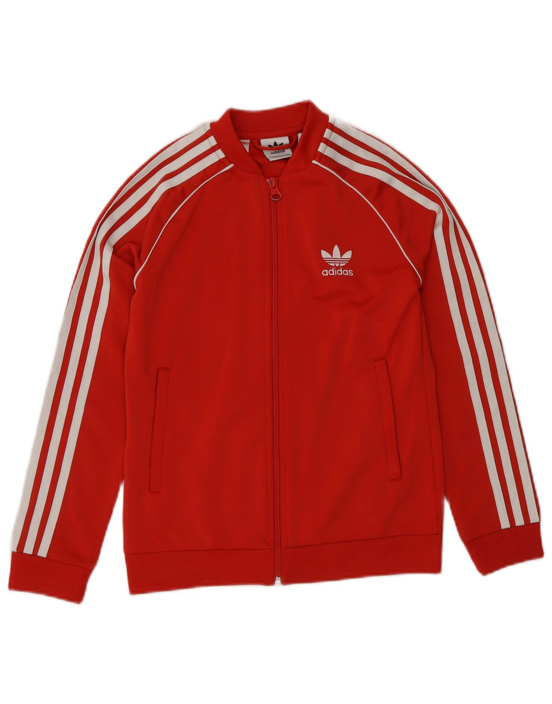 Adidas Boys Tracksuit Top Jacket 9-10 Years Red Polyester