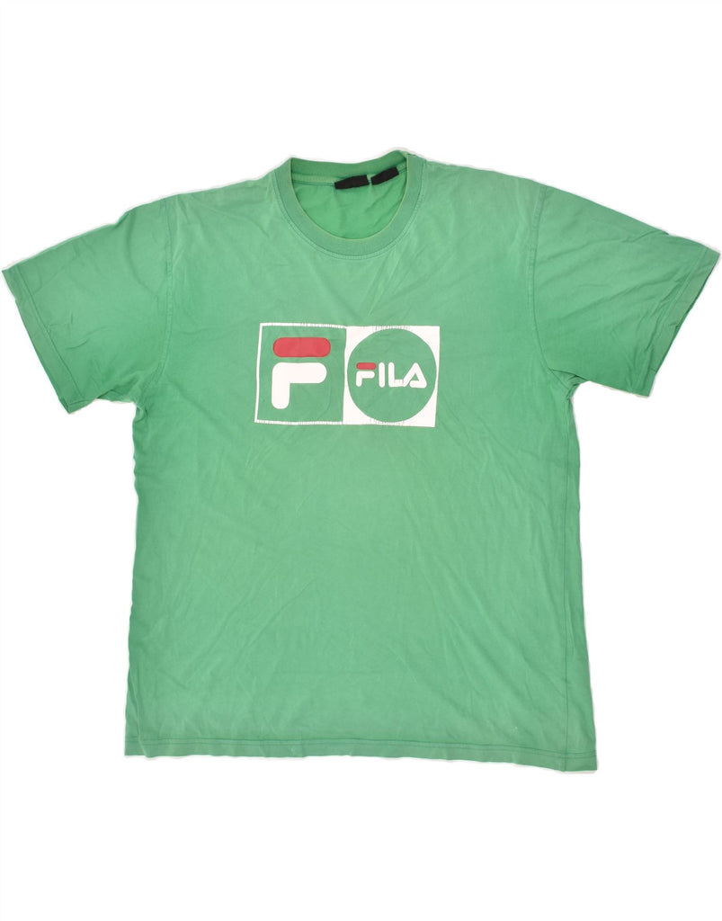 FILA Mens Graphic T-Shirt Top XL Green Cotton | Vintage Fila | Thrift | Second-Hand Fila | Used Clothing | Messina Hembry 