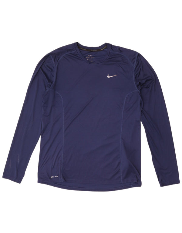 Nike Mens Dri Fit Top Long Sleeve XL Navy Blue Polyester