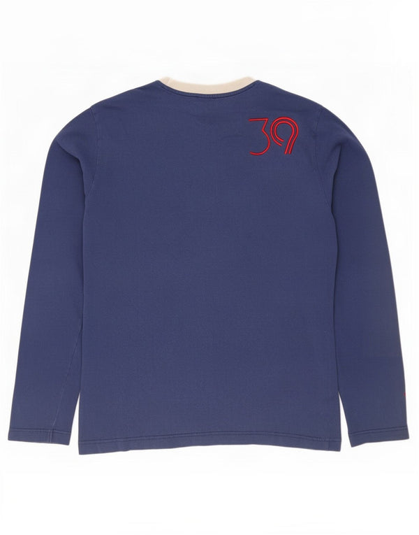 Gas Mens Graphic Top Long Sleeve XL Navy Blue Colourblock Cotton
