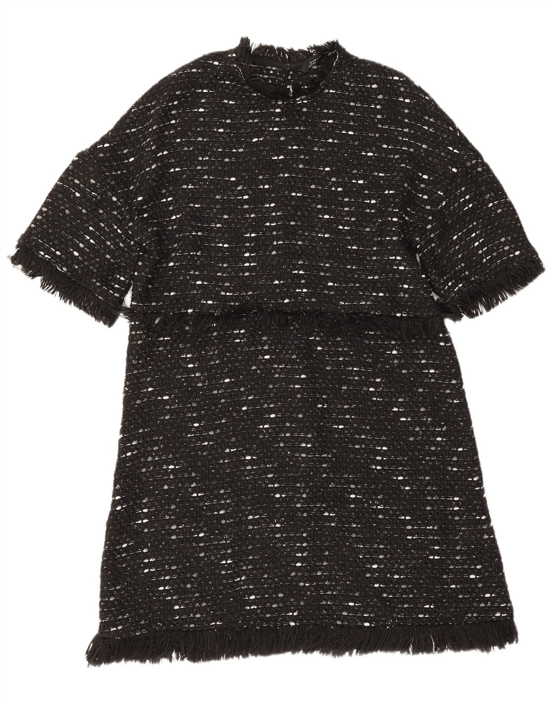 Zara Womens A-Line Dress UK 12 Medium Black Flecked Polyester