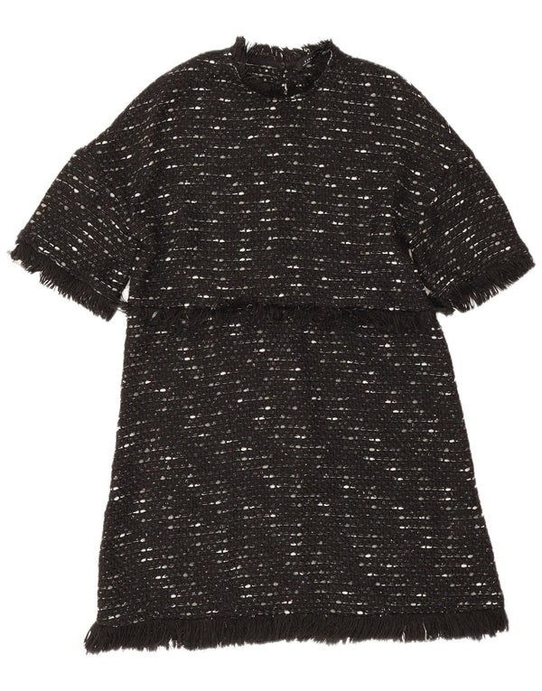 Zara Womens A-Line Dress UK 12 Medium Black Flecked Polyester