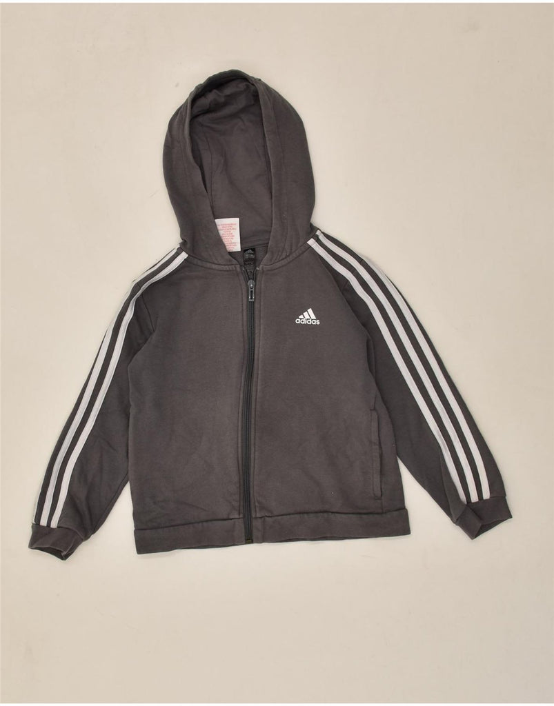 ADIDAS Boys Zip Hoodie Sweater 7-8 Years Grey Cotton | Vintage Adidas | Thrift | Second-Hand Adidas | Used Clothing | Messina Hembry 