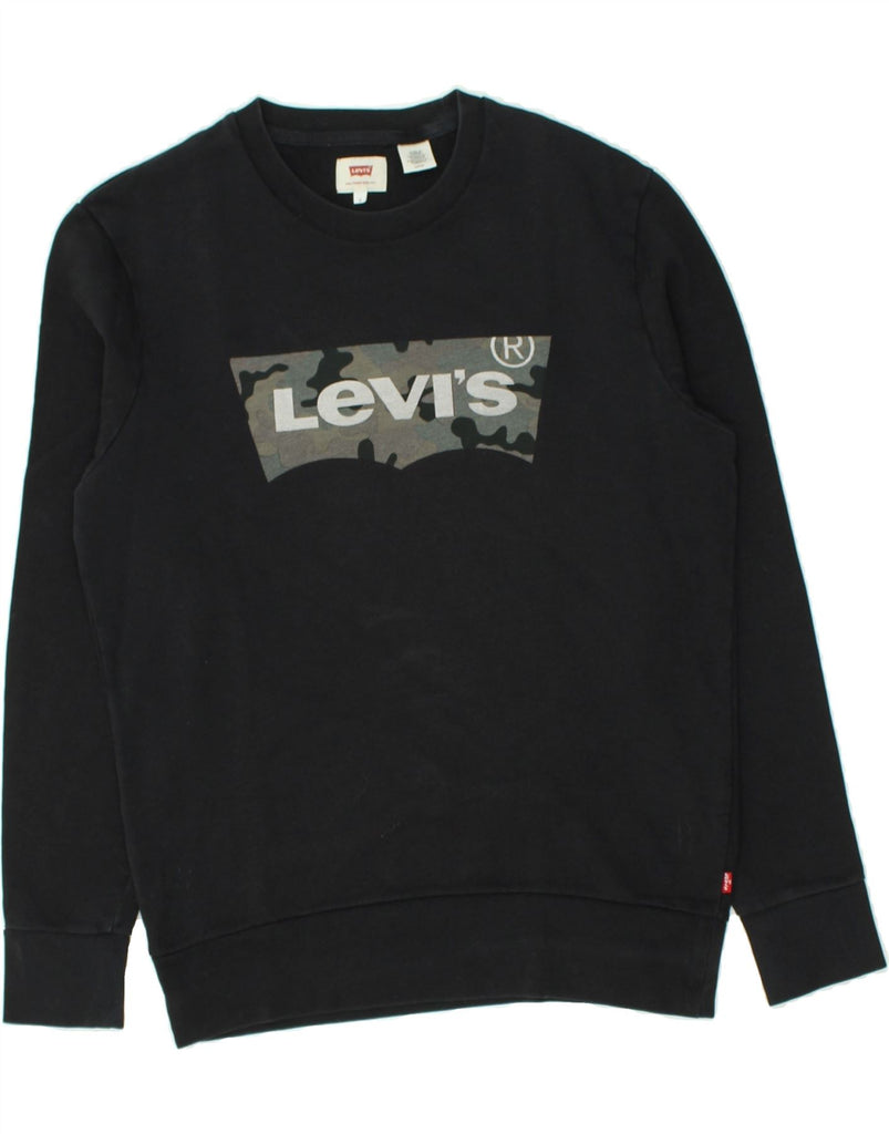 LEVI'S Mens Graphic Sweatshirt Jumper Small Black Cotton | Vintage Levi's | Thrift | Second-Hand Levi's | Used Clothing | Messina Hembry 