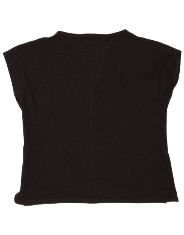 Fat Face Womens Oversized T-Shirt Top UK 16 Large Black Linen