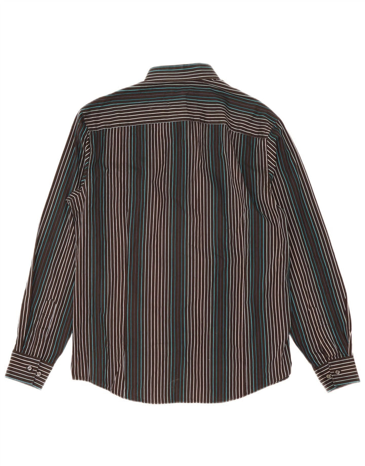 Jasper Conran Mens Shirt Medium Black Striped Cotton