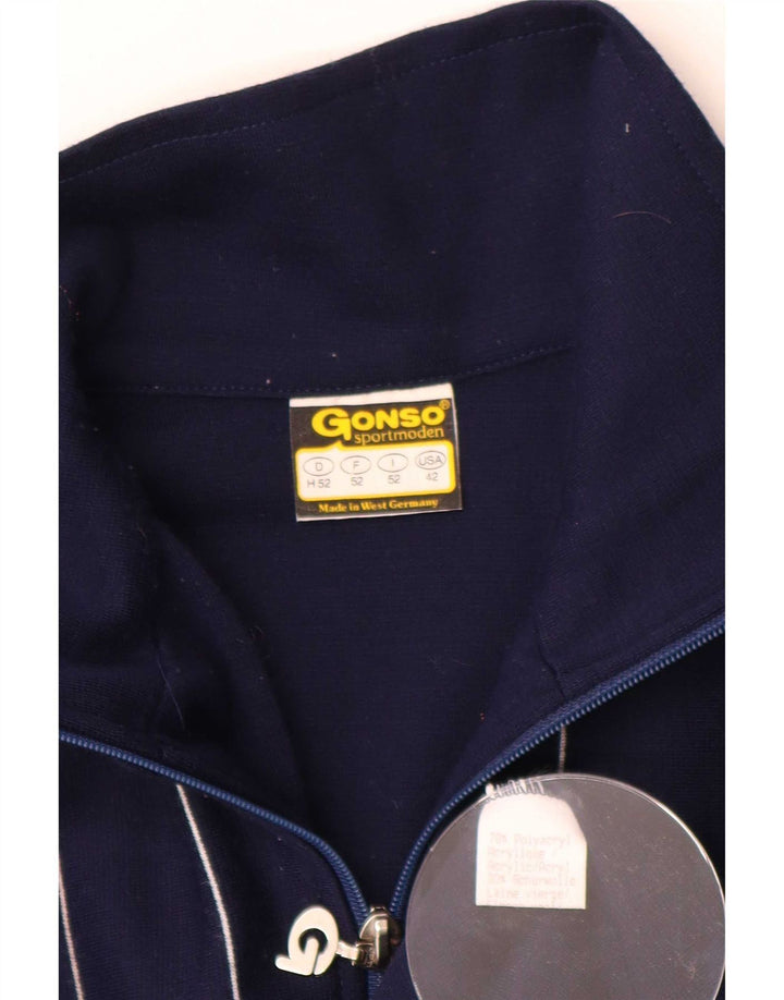 Gonso Mens Tracksuit Top Jacket IT 52 Large Navy Blue Striped Polyacrylic