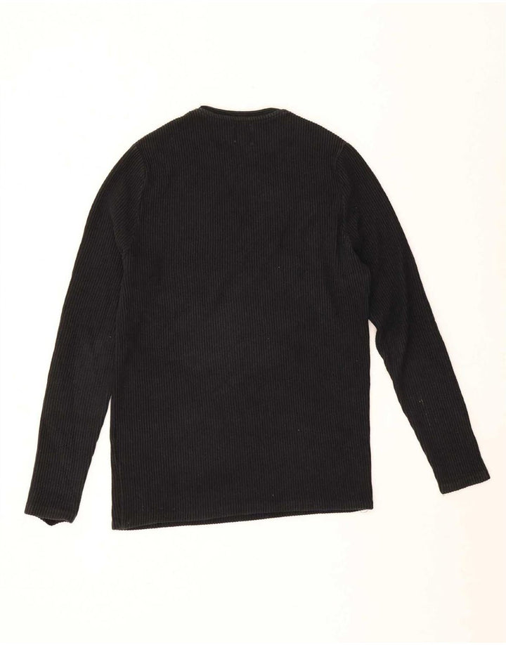 Zara Mens Top Long Sleeve Small Black Cotton