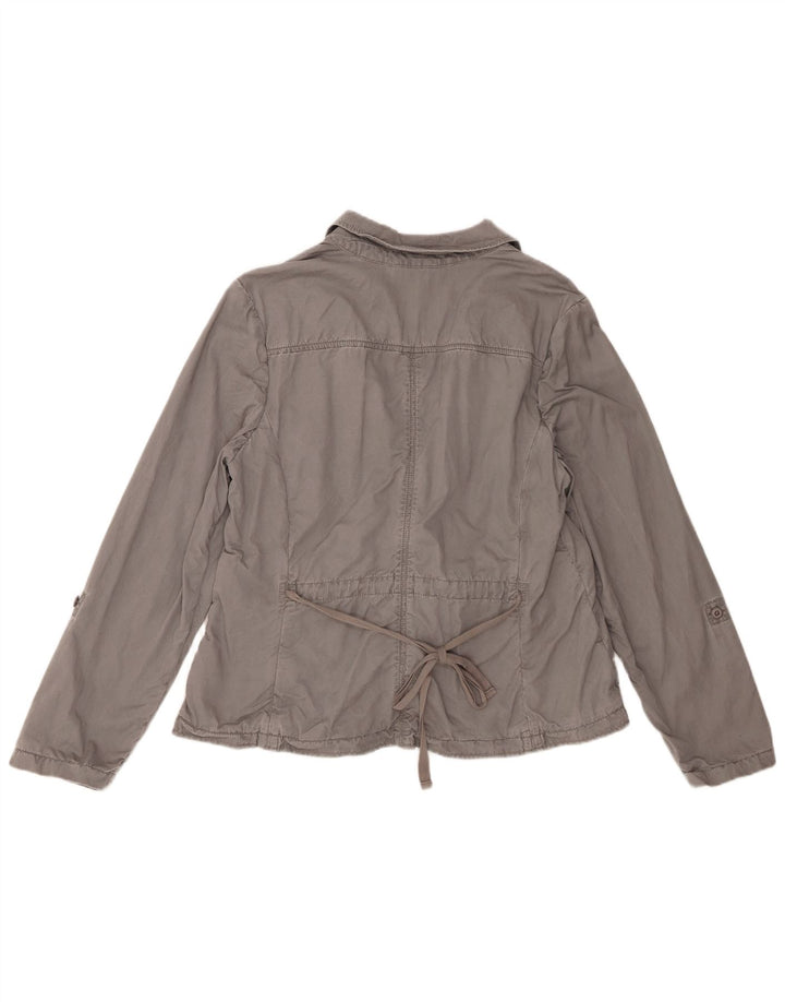 Eddie Bauer Womens 2 Button Blazer Jacket UK 18 XL Grey Cotton