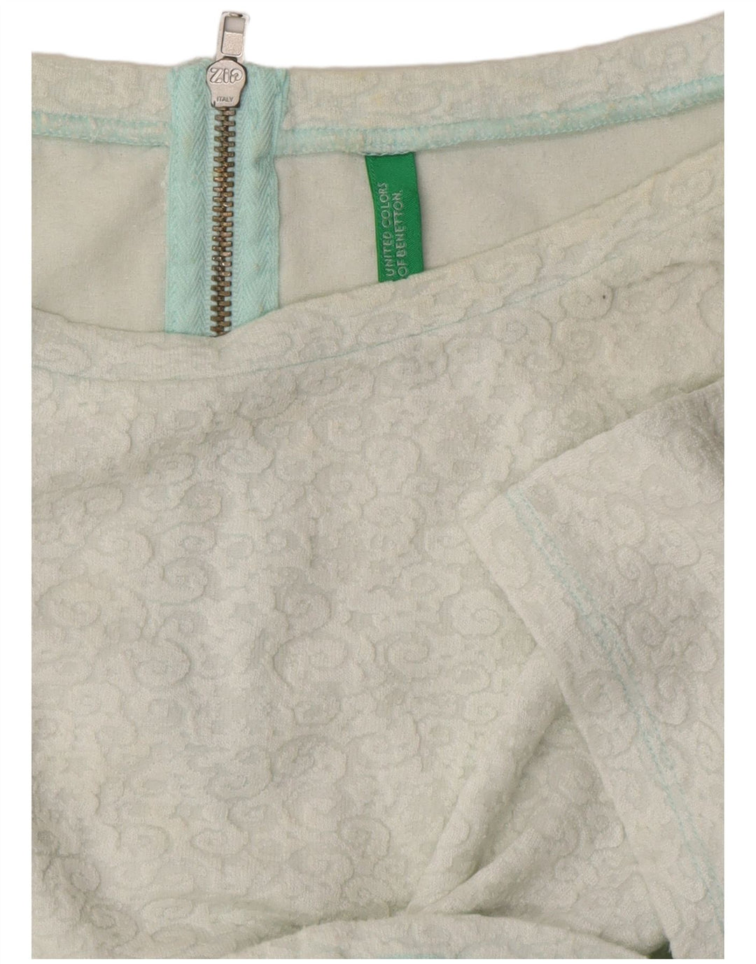 BENETTON Womens Crop Blouse Top UK 14 Medium White