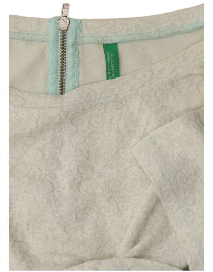 BENETTON Womens Crop Blouse Top UK 14 Medium White