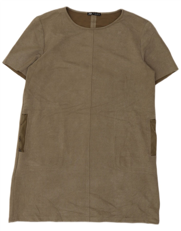 Zara Womens Shift Dress UK 16 Large Khaki