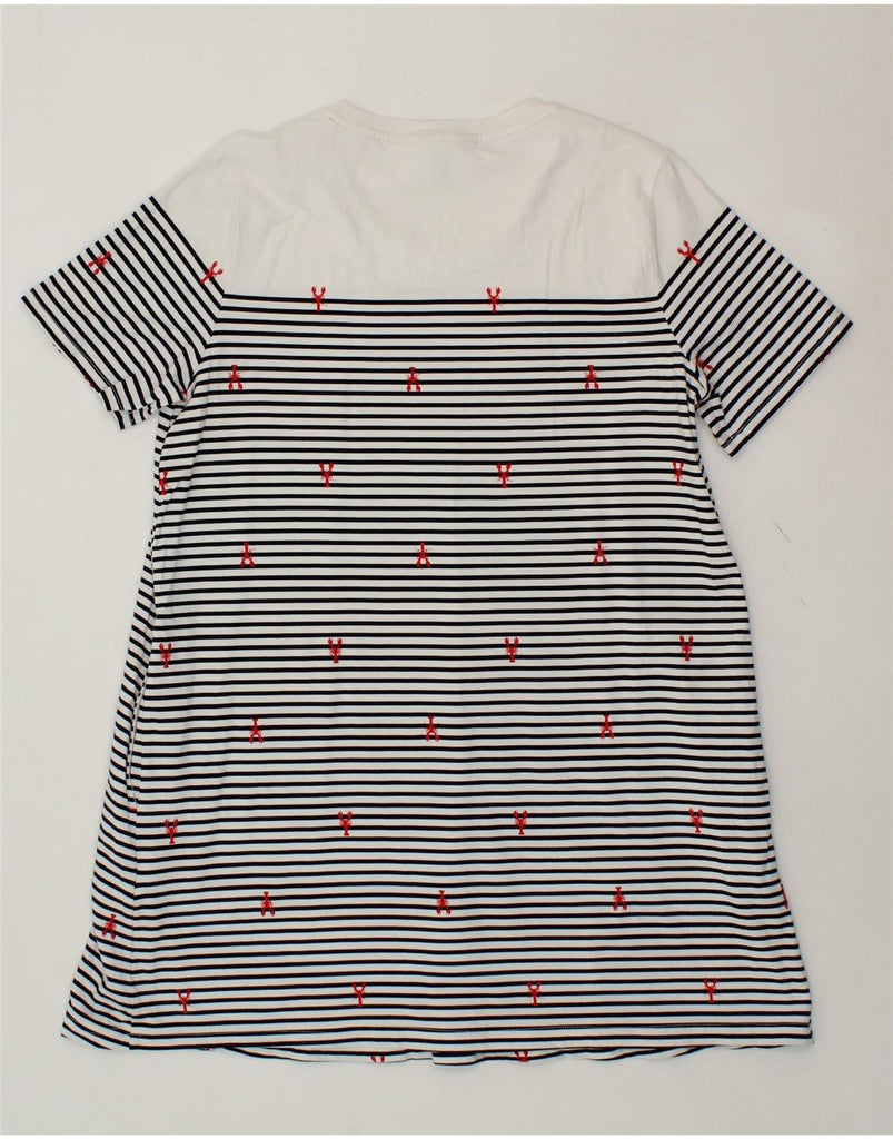 JOULES Womens T-Shirt Dress UK 14 Large White Striped Cotton Vintage Joules and Second-Hand Joules from Messina Hembry 