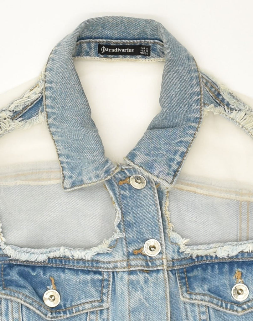 STRADIVARIUS Womens Denim Jacket UK 10 Small Blue Cotton | Vintage Stradivarius | Thrift | Second-Hand Stradivarius | Used Clothing | Messina Hembry 