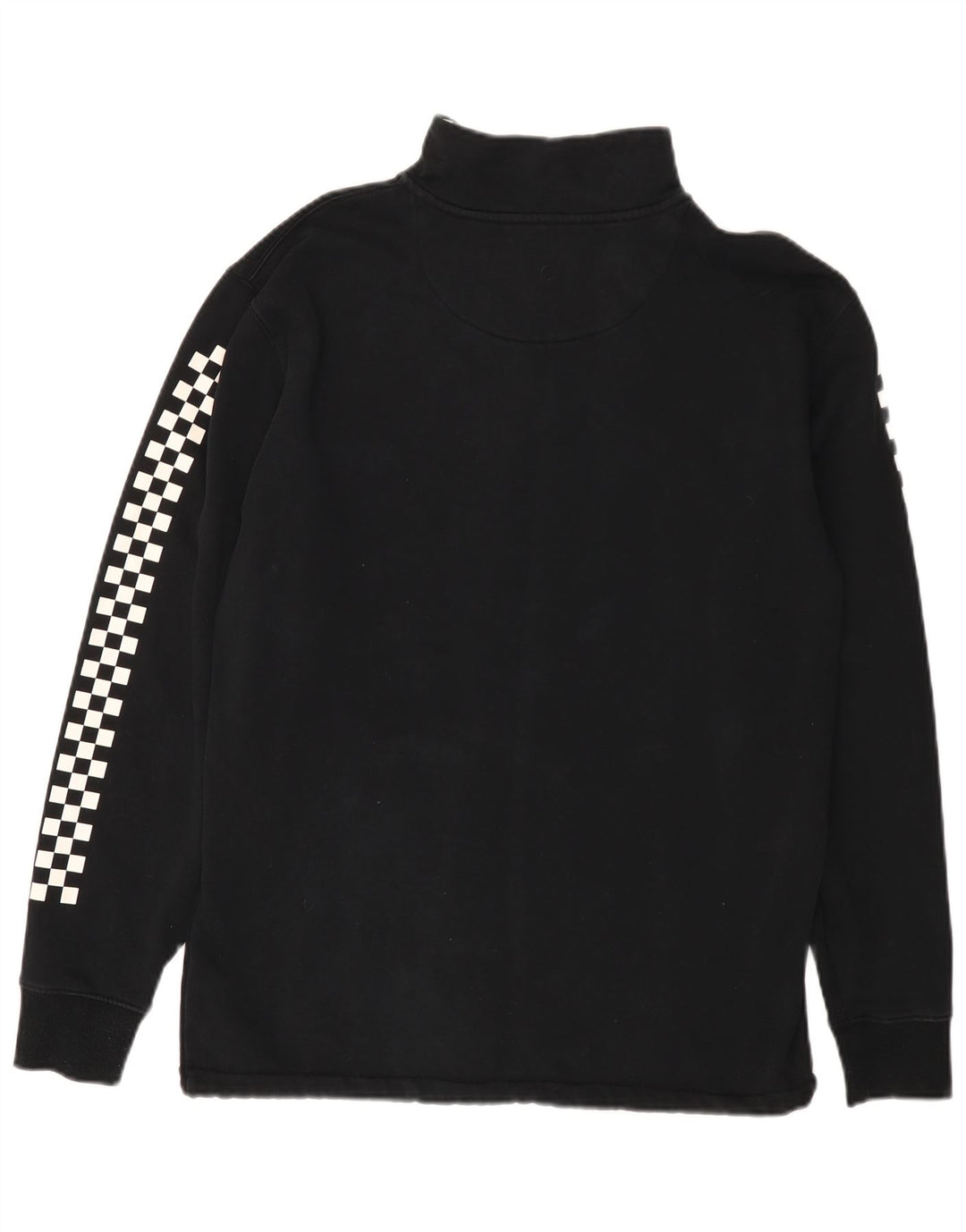 VANS Mens Zip Neck Sweatshirt Jumper Medium Black Geometric Cotton
