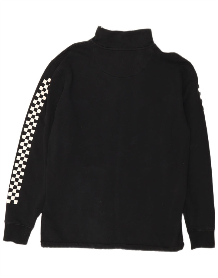 VANS Mens Zip Neck Sweatshirt Jumper Medium Black Geometric Cotton