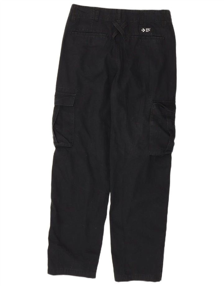 CONVERSE Womens Straight Cargo Trousers W27 L28 Black Cotton