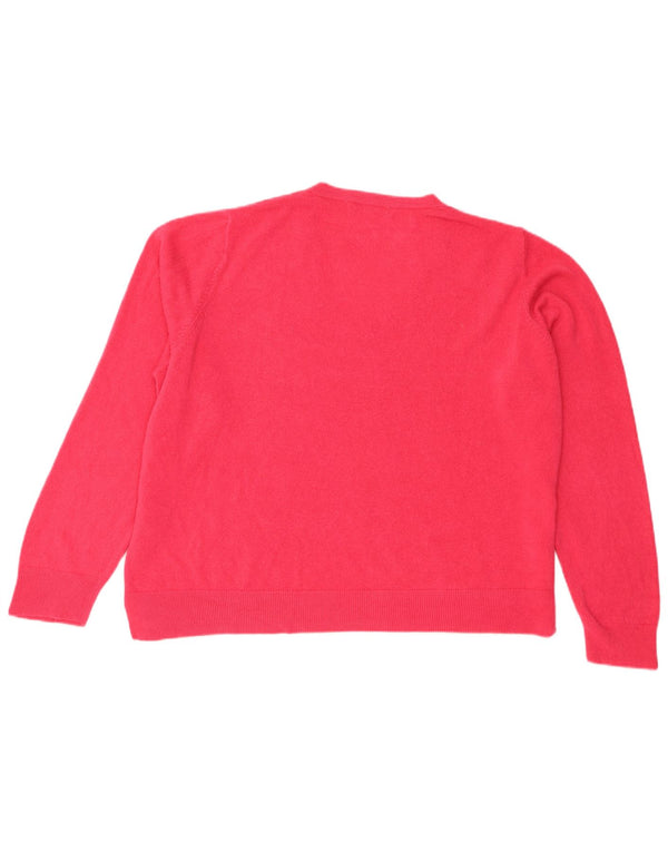 Marks & Spencer Womens V-Neck Jumper Sweater UK 24 4XL Pink Acrylic