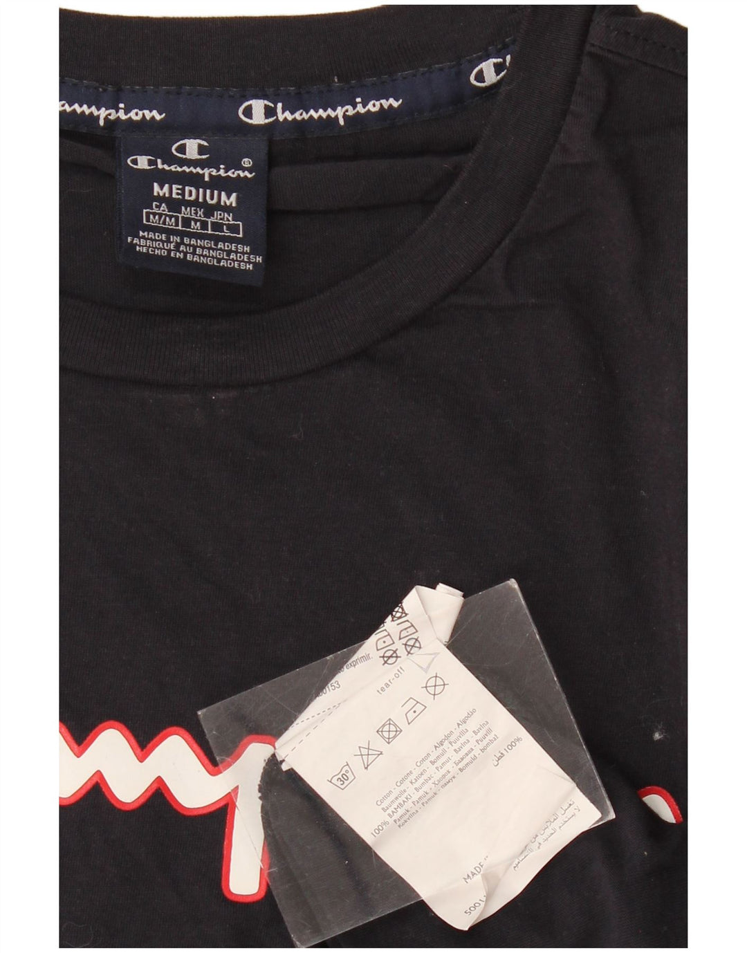 CHAMPION Mens Graphic T-Shirt Top Medium Navy Blue Cotton